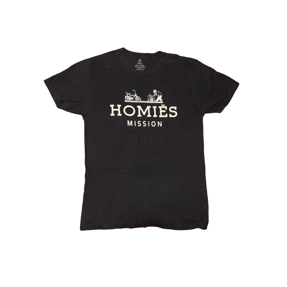 Homies Mission Graphic T-Shirt Mens Small Black Short Sleeve‎ Cotton Crew Neck